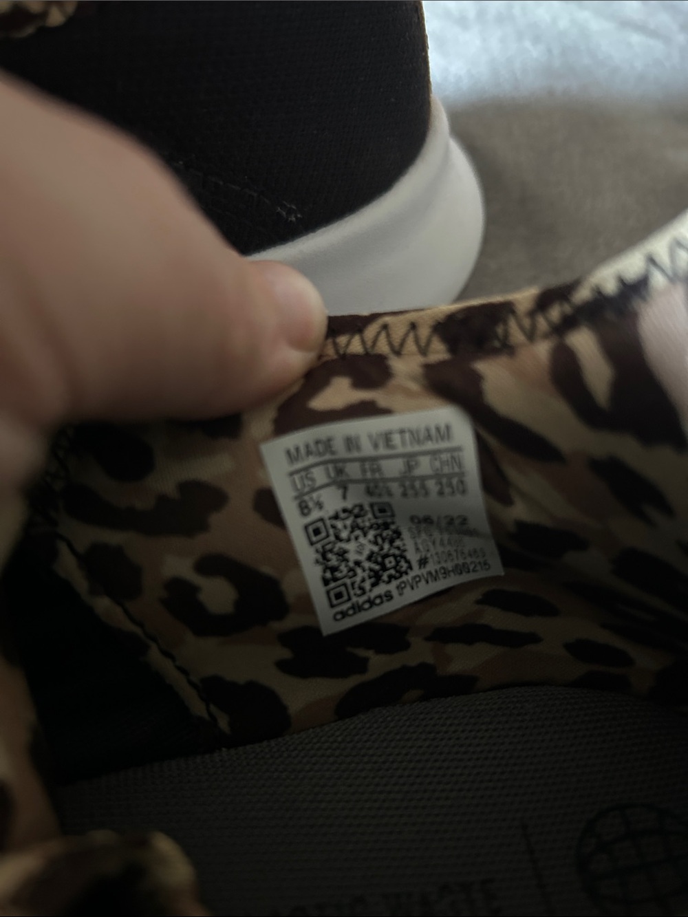 adidas Black Sneakers with Leopard Print Collar - Picture 3 of 6